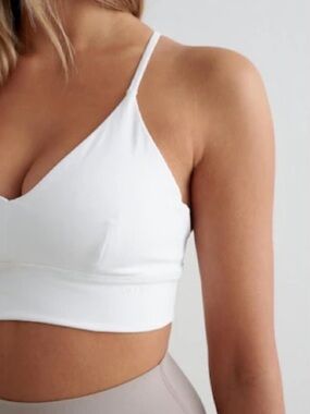 Alphalete Logo Sports Bra- White